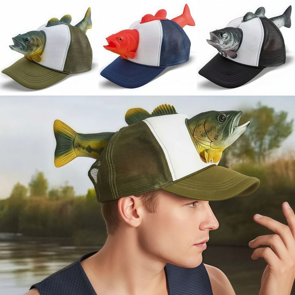 Baseball Cap Fitted - Забавная 3D-кепка с рыбой, сетчатая, регулируемая,