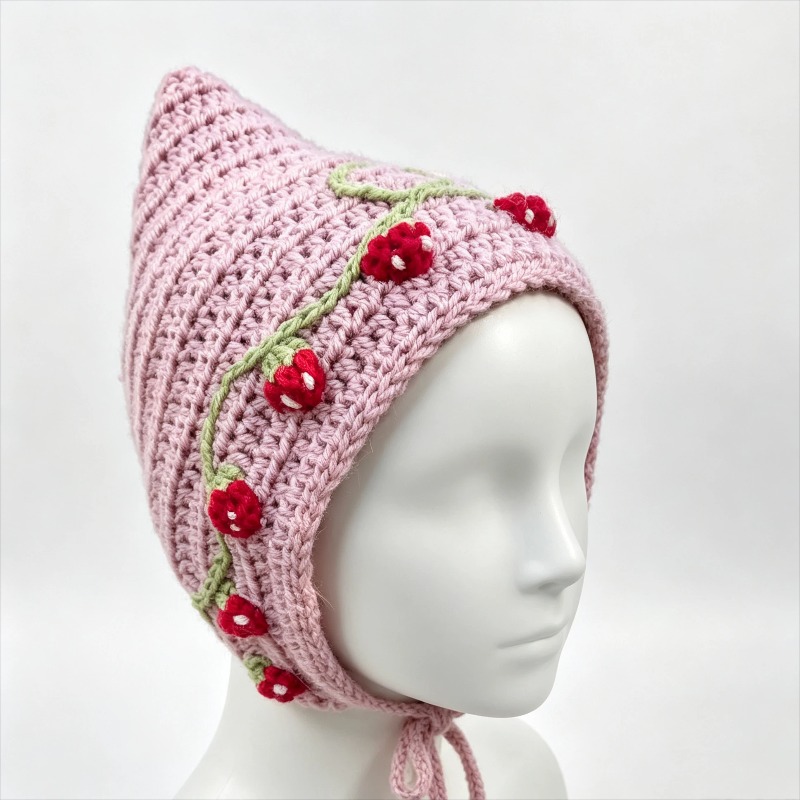 Baseball Cap Fitted - Вязаная шапка-бини ручной работы с ягодами